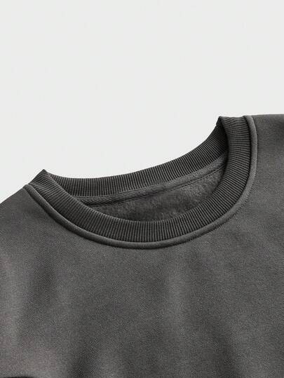 Manfinity Unisex بلوزة رجالية كاجوال بتصميم لوحات ملونة بالتباين، بياقة دائرية وأكمام طويلة، موديل صيفي