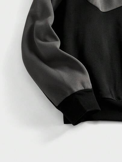 Manfinity Unisex بلوزة رجالية كاجوال بتصميم لوحات ملونة بالتباين، بياقة دائرية وأكمام طويلة، موديل صيفي