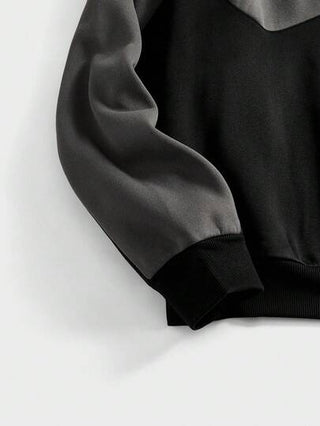 Manfinity Unisex بلوزة رجالية كاجوال بتصميم لوحات ملونة بالتباين، بياقة دائرية وأكمام طويلة، موديل صيفي