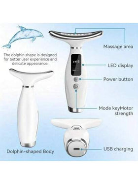 مدلك الوجه المحمول متعدد الألوان، شاشة LED، قابل للشحن عبر USB، وظيفة الاهتزاز للعناية بالوجه والرقبة والكتف - أداة العناية بالبشرة خالية من العطور - هدية رائعة لعيد الأم، واقي الرقبة 400 مللي أمبير