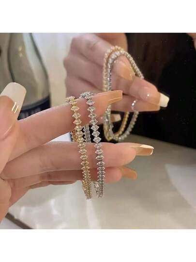 سوار كلاسيكي من الزركونيا المكعبة بسمك 2.5 مم، إكسسوار مجوهرات للنساء