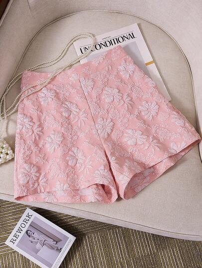 SHEIN LUNE شورتات جاكار أنيقة للمرأة للمكتب أو التنقل ، صيفي