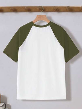 SHEIN قميص كاجوال قصير الأكمام للمراهقين الذكور، ملابس رياضية شارع بنكي روك لارتداء اليومي، الحفلات، مهرجانات الموسيقى، مناسب للربيع/الصيف، طباعة خطوط هندسية ملونة بتصميم التباين الأبيض والأسود