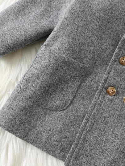 SHEIN اشتر واحد واحصل على واحد مجانًا طفل/طفل ذكر/أنثى 2 قطعة/مجموعة معطف صوفي رمادي سميك مبطن مع قبعة، معطف شتوي، معطف مبطن، طراز بسيط مناسب للجميع، مناسب للارتداء الداخلي والخارجي والتزلج والاستخدام اليومي والرياضة واللعب والحفلات وتصوير الصور والأعياد