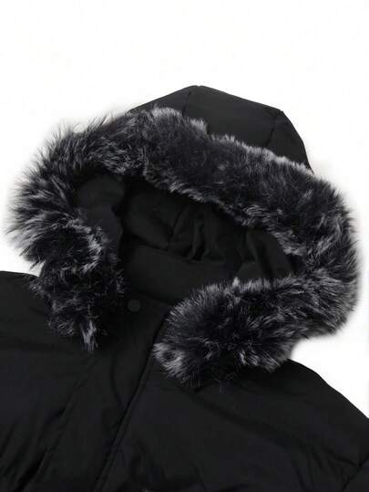 معطف قطني مبطن دافئ بغطاء رأس ذو لون أحادي للرجال، عصري وشامل للرياضة والتنقل والارتداء اليومي، شتاء