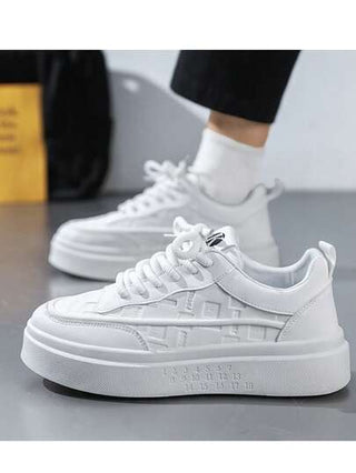 أحذية رياضية للرجال ذات رقبة منخفضة مريحة للجري، أحذية رياضية تنفس للموضة والتنس والرياضة والجيم والكروس فيت، أبيض كلاسيكي، أحذية رياضية للتزلج