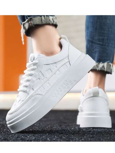 أحذية رياضية للرجال ذات رقبة منخفضة مريحة للجري، أحذية رياضية تنفس للموضة والتنس والرياضة والجيم والكروس فيت، أبيض كلاسيكي، أحذية رياضية للتزلج