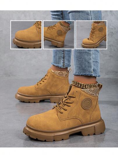 بوت موضة خارجية ناعمة وقابلة للتنفس لموسم الخريف/الشتاء 2025، ذات قاعدة سميكة، خفيفة الوزن ومريحة للعطلات والسفر والمهرجانات. مناسبة لجميع المواسم، بوت الكاحل والأحذية العارية بأسلوب موضة كعب عالي سميك للنساء، بطراز بريطاني، منصة مقاومة للماء، بوت الكاحل
