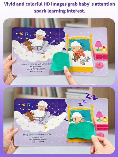 beartale كتاب قصص تفاعلي قابل للطي، كتاب صور أنشطة حيوانات يومية (ديك الرومي يستيقظ، قطة تغسل وجهها، حصان يفرش أسنانه، دب ينظف غرفته)، مناسب لأطفال من 3 إلى 6 سنوات، لعبة هادئة للسفر بطريقة مونتيسوري، تنوير ما قبل المدرسة وقراءة قبل النوم