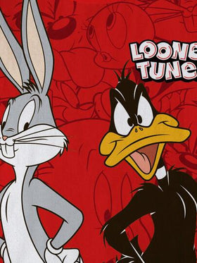 LOONEY TUNES X SHEIN قميص تي شيرت بياقة مستديرة وأكمام قصيرة مطبوع عليه رسوم كرتونية للفتيان المراهقين