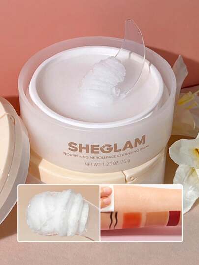 SHEGLAM بلسم تنظيف الوجه المغذي بزهرة النيرولي 35 جرام كريم إلى زيت فيتامين سي بلسم تنظيف يذوب المكياج منظف للوجه مزيل المكياج علامة تجارية جمال مكياج ميكب مستحضرات تجميل للنساء الفتيات مثالي لفصل الشتاء الربيع مثالي ل- Y2K أزياء أنيقة رمضان هدية حفلة جاه