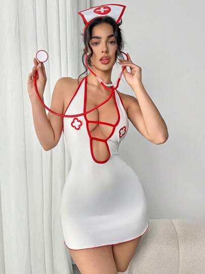 cimmuovere فستان ملابس داخلية للنساء بتصميم مثير مع تفاصيل من الدانتيل والربطة على شكل فراشة، باللون الأبيض