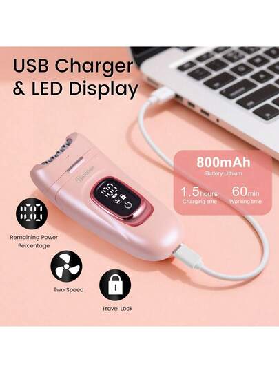 1 قطعة جهاز إزالة الشعر الكهربائي قابل للشحن عبر USB بقوة 5 واط، متعدد الوظائف 2 في 1/5 في 1 لتشذيب المناطق الحساسة للمرأة، ماكينة حلاقة الإبط، ماكينة إزالة الشعر