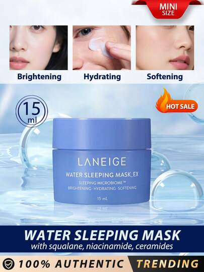 Laneige قناع النوم المائي [ميني] من لانيج 15مل / مُنير، مرطب، ومُنعم / قناع نوم كوري يرطب البشرة بعمق طوال الليل لإشراقة مشرقة. الصيغة الجلاتينية الخفيفة والمنعشة تهدئ البشرة برفق وتحافظ على الرطوبة لشعور خفيف. [تغليف عشوائي (نمطان)]