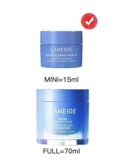 Laneige قناع النوم المائي [ميني] من لانيج 15مل / مُنير، مرطب، ومُنعم / قناع نوم كوري يرطب البشرة بعمق طوال الليل لإشراقة مشرقة. الصيغة الجلاتينية الخفيفة والمنعشة تهدئ البشرة برفق وتحافظ على الرطوبة لشعور خفيف. [تغليف عشوائي (نمطان)]