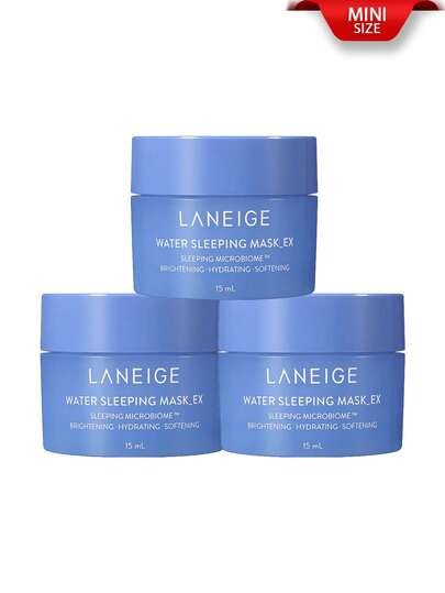 Laneige قناع النوم المائي [ميني] من لانيج 15مل*3/45مل / مُنير، مرطب، ناعم / قناع نوم كوري يرطب البشرة بعمق طوال الليل ويعيد إشراقتها. الصيغة الجلاتينية الخفيفة والمنعشة تهدئ البشرة برفق وتحافظ على الرطوبة لشعور خفيف ومريح. [تغليف عشوائي (نمطان)]