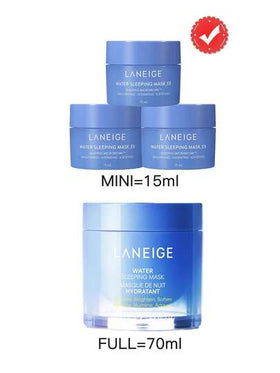 Laneige قناع النوم المائي [ميني] من لانيج 15مل*3/45مل / مُنير، مرطب، ناعم / قناع نوم كوري يرطب البشرة بعمق طوال الليل ويعيد إشراقتها. الصيغة الجلاتينية الخفيفة والمنعشة تهدئ البشرة برفق وتحافظ على الرطوبة لشعور خفيف ومريح. [تغليف عشوائي (نمطان)]