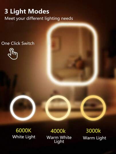 مرآة مكياج بإضاءة LED، مرآة مكياج محمولة، مرآة مكياج ثلاثية الأوضاع بتحكم لمسي، قابلة للطي، مرآة غرفة نوم، مرآة مكياج للسفر، هدية للنساء في عيد الميلاد وعيد الهالوين، ديكور منزلي خريفي، مكياج، مرآة تجميل، مرآة صغيرة، مرآة يدوية، سعر معقول، هدية عيد الميلا