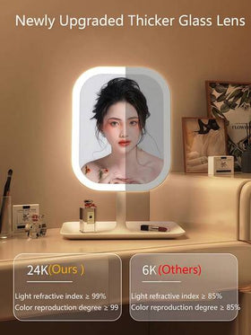 مرآة مكياج بإضاءة LED، مرآة مكياج محمولة، مرآة مكياج ثلاثية الأوضاع بتحكم لمسي، قابلة للطي، مرآة غرفة نوم، مرآة مكياج للسفر، هدية للنساء في عيد الميلاد وعيد الهالوين، ديكور منزلي خريفي، مكياج، مرآة تجميل، مرآة صغيرة، مرآة يدوية، سعر معقول، هدية عيد الم...