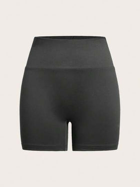 SHEIN EZwear سروال قصير للدراجات بخصر مرتفع بلون سادة، بنطلون نسائي ضيق مناسب للصيف