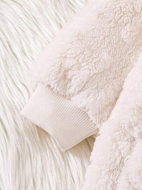 SHEIN جمبسوت طويلة الأكمام مبطنة حرارية بطبعة الدب الجميلة للبنات الصغار، ملابس خارجية كاجوال للشتاء، ملابس شتوية للأطفال الرضع