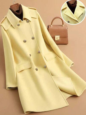 GlowEve معطف صوفي ذو صدر مزدوج عالي الجودة جديد لموسم الخريف/الشتاء، أنيق