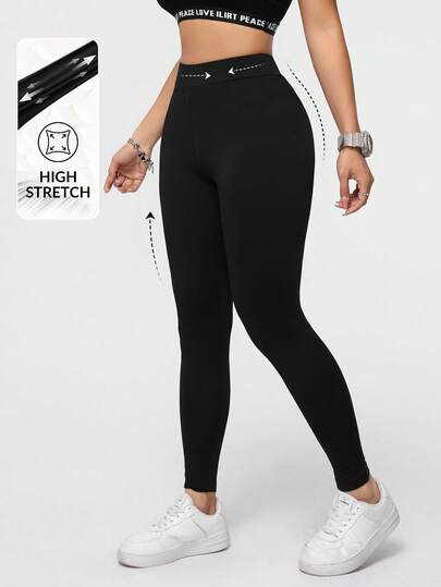 SHEIN Essnce سروال رياضي كاجوال محبوك بلون واحد للنساء، مناسب للصيف