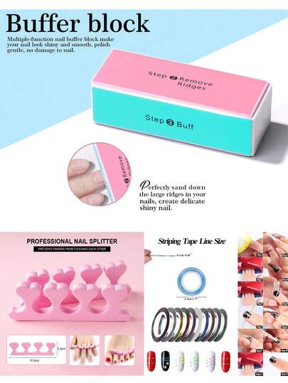 22 قطعة طقم أدوات الأظافر: مصباح أظافر، مثقاب أظافر، أقلام فن الأظافر، قلم نقطي، ديكورات أظافر، فاصل أصابع، دافع للبشرة الجلدية، قاطع للبشرة الجلدية، سلك ذهبي/فضي للأظافر، فرشاة أظافر