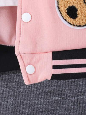 Sparklyn سترة اسكواش ذات لونين من Teen Girl Bear مرقعة وشعار بدون تي شيرت