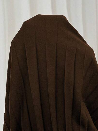 SHEIN Tall تنورة نسائية فضفاضة مطوية بخصر مطاطي، أنيقة وكاجوال للعطلات، باللون الأسود، مقاس كبير
