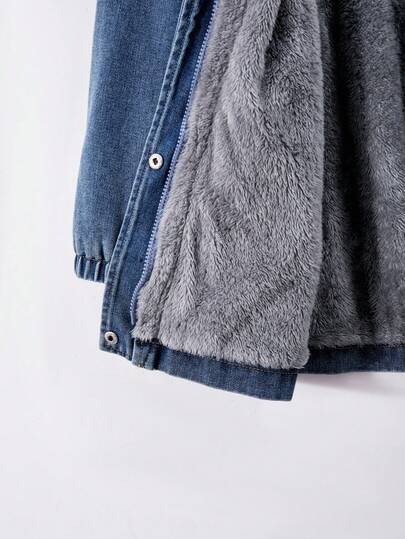 SHEIN جاكيت جينز كاجوال مزود بقلنسوة للفتيات المراهقات، خصر بسحاب، جيوب مائلة، أساور مطاطية، مناسب للمدرسة والتسوق والنزهات والسفر، يمكن ارتداؤه مع البلوزات ذات الأكمام الطويلة والبناطيل الرياضية والبناطيل