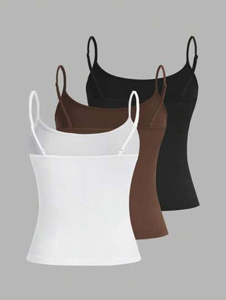 EZwear 3 قطع طقم كاميسول كاجوال، توب نسائي رفيع اللياقة متعدد الاستخدامات للصيف