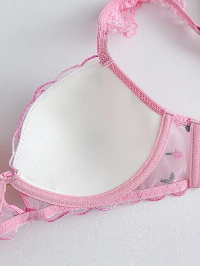 SHEIN مجموعة ملابس داخلية نسائية مثيرة من الدانتيل والرقعة، قطعتان