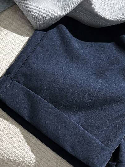 SHEIN Souflis طقم قميص بولو وشورت للأطفال الرضع والصغار، طراز جنتلمان للخروجات اليومية، لون أخضر عسكري
