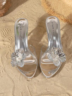 On feet& in love صنادل نسائية أنيقة وعصرية بحزام مزين بالكريستال وفتحة للأصابع، مناسبة للارتداء مع الفساتين والأحذية ذات الكعب العالي في الصيف