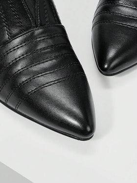 Mnmlis بوت الكاحل ذات الكعب العالي والأصبع المدبب المبطنة للنساء، أنيقة وعصرية