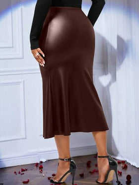 SHEIN Lady تنورة مريلة أنيقة للنساء لون أحادي للخريف والشتاء، تنورة بني للنساء، ملابس خريفية للنساء، ملابس رسمية كاجوال للنساء للمكاتب والعمل والكنائس والمطارات والمناسبات الرسمية