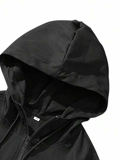 Manfinity Hypemode معطف رياضي فضفاض بأكمام طويلة وشعار مطبوع مع كابوت، للخريف