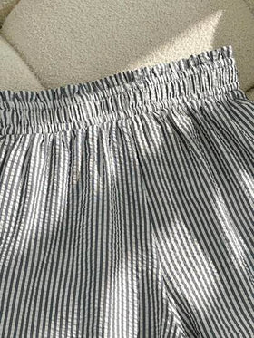 Resyla طقم نسائي مكون من قميص مخطط وشورت بلون واحد ولباس علوي تانك من 3 قطع