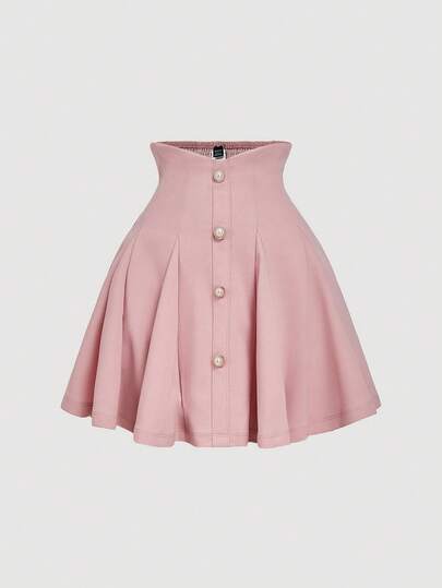 SHEIN MOD تنورة أنيقة ذات خصر عالي وجرس مزينة بالخرز الاصطناعي بطراز قصر أنيق، مناسبة للأسلوب الكولومبي، المواعيد، الحفلات، المناسبات، حفلات الشاي، ملابس أعياد الميلاد