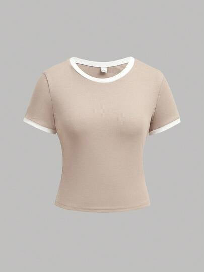 SHEIN Girlism مجموعة قميص كاجوال مضلع بألوان متباينة وبنطلون فضفاض بجيب للخصر للمراهقات، ملابس رياضية شوارعية، مناسبة للربيع/الصيف، المدرسة، كرة القدم، الخارج