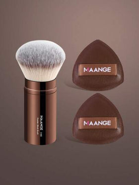 MAANGE 1/2/3 فرشاة مكياج احترافية قابلة للسحب، فرشاة أحمر الخدود، فرشاة أساس المكياج، فرشاة البودرة، شعر اصطناعي، فائقة اللين، مناسبة للمكياج السائل، فرشاة كابوكي للأساس، للاستخدام المنزلي أو السفر، هدايا