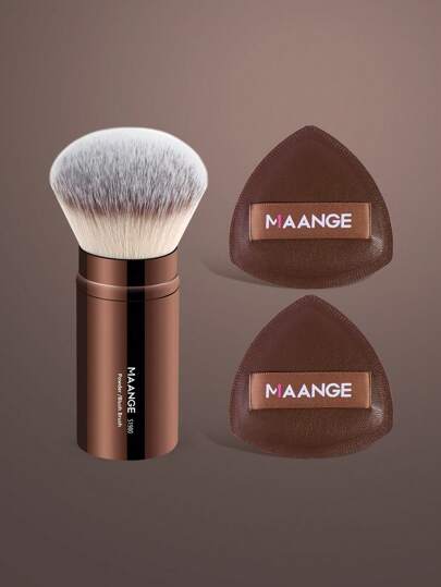 MAANGE 1/2/3 فرشاة مكياج احترافية قابلة للسحب، فرشاة أحمر الخدود، فرشاة أساس المكياج، فرشاة البودرة، شعر اصطناعي، فائقة اللين، مناسبة للمكياج السائل، فرشاة كابوكي للأساس، للاستخدام المنزلي أو السفر، هدايا
