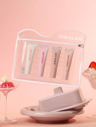 SHEGLAM مجموعة العناية بالشفاه المرطبة Crystal Glaze مرطب شفاف للعناية بالشفاه مرطب شفاف مائي للعناية بالشفاه مرطب يقلل من الخطوط الدقيقة في الشفاه مكياج الشفاه روج تنت أرواج علامة تجارية جمال مكياج ميكب مستحضرات تجميل للنساء الفتيات مثالي لفصل الشتاء الر