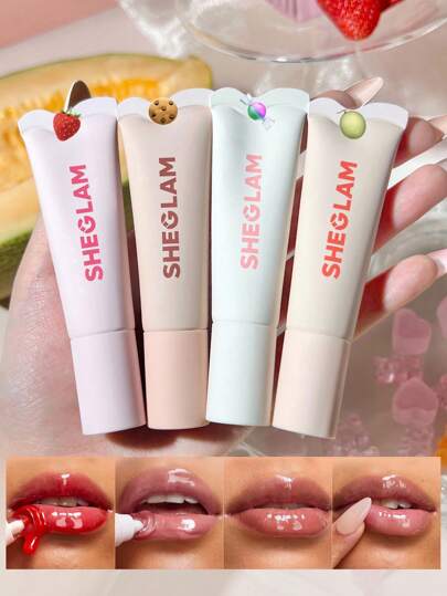 SHEGLAM مجموعة العناية بالشفاه المرطبة Crystal Glaze مرطب شفاف للعناية بالشفاه مرطب شفاف مائي للعناية بالشفاه مرطب يقلل من الخطوط الدقيقة في الشفاه مكياج الشفاه روج تنت أرواج علامة تجارية جمال مكياج ميكب مستحضرات تجميل للنساء الفتيات مثالي لفصل الشتاء الر
