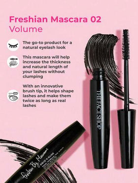 The Face Shop ماسكارا فريشيان 02 مكثفة، مقاومة للماء والعرق، مطولة وطويلة الأمد، سهلة الاستخدام، مكياج العين، مستحضرات تجميل كورية، 7 جرام / 0.25 أونصة