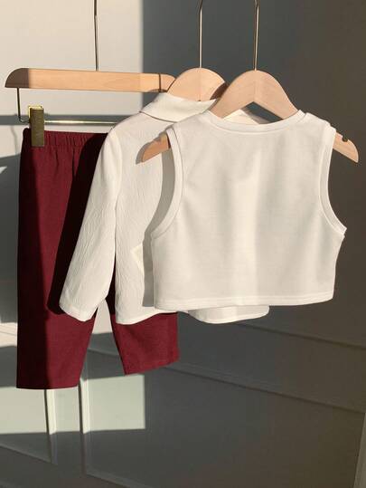 SHEIN 3 قطع ملابس للأطفال الصبيان تشمل صدرية بنمط أرجايل كاجوال، قميص أبيض، وبنطلون كاجوال أزرق، مناسبة لحفلات عيد الميلاد، الحفلات المسائية، المناسبات، حفلات استقبال المواليد، المعمودية، وحفلات عيد الميلاد الأول
