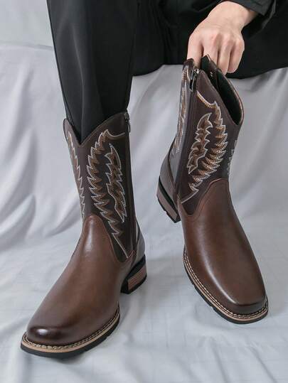 بوت رجالية، بوت برقعة عصرية، بوت كاجوال عالية الكاحل مناسبة للأنشطة الخارجية والترفيه، بوت ركوب بطراز بريطاني للشباب، بوت شارع بطراز 2000