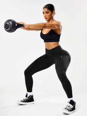 Easithlete سروال رياضي للتمارين اليوغا مرن وناعم بخصر متقاطع