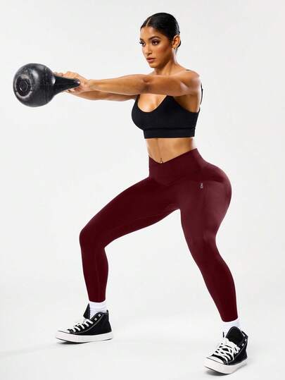 Easithlete سروال رياضي للتمارين اليوغا مرن وناعم بخصر متقاطع